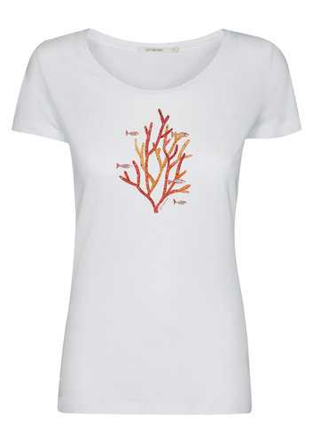 T-Shirt Femme Coton Bio Coral Life White