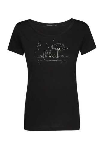 T-shirt Femme Coton Bio Caravan Black T-shirt Femme Coton Bio Caravan Black