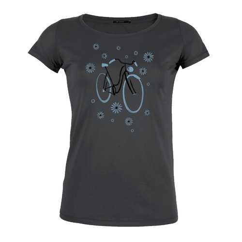 T-shirt Femme Coton Bio Bike Flowers Anthracite