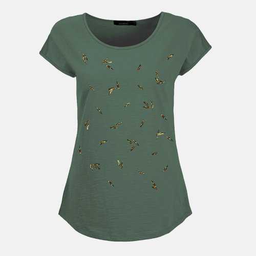 T-Shirt Femme Coton Bio Feathers Olive