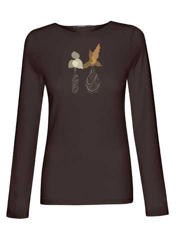 T-Shirt Femme Coton Plants Duo Black Coffee