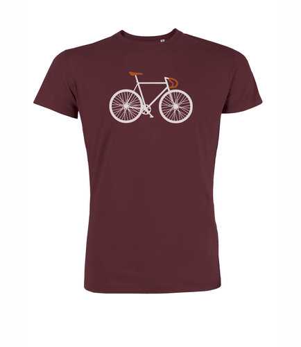 T-Shirt Homme Taille M en Coton Bio Bike Two Burgundy