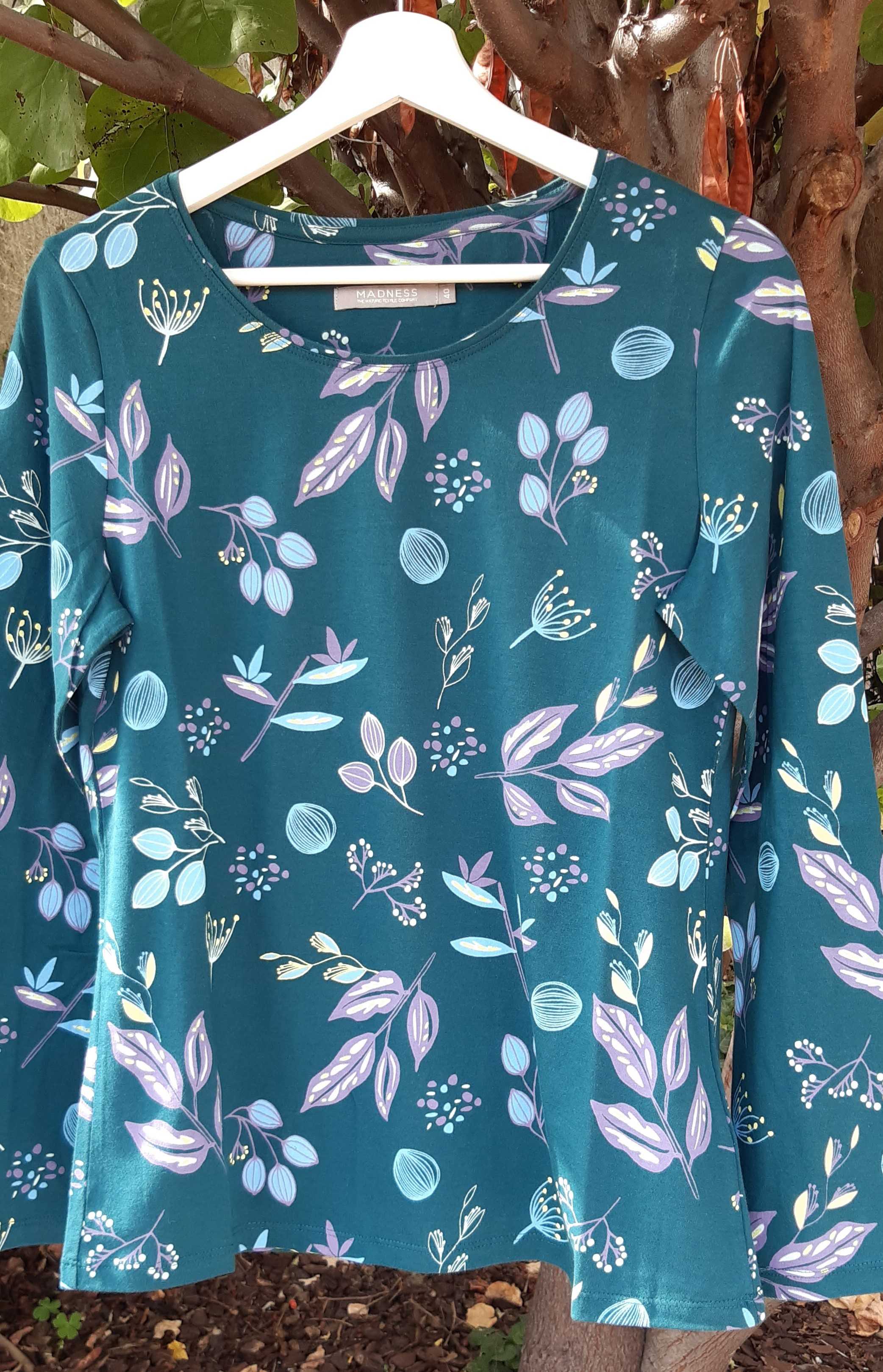 Femme T-Shirt Manches Longues 100% Coton Bio "Pretty Flowers" Coupe Classique Madness