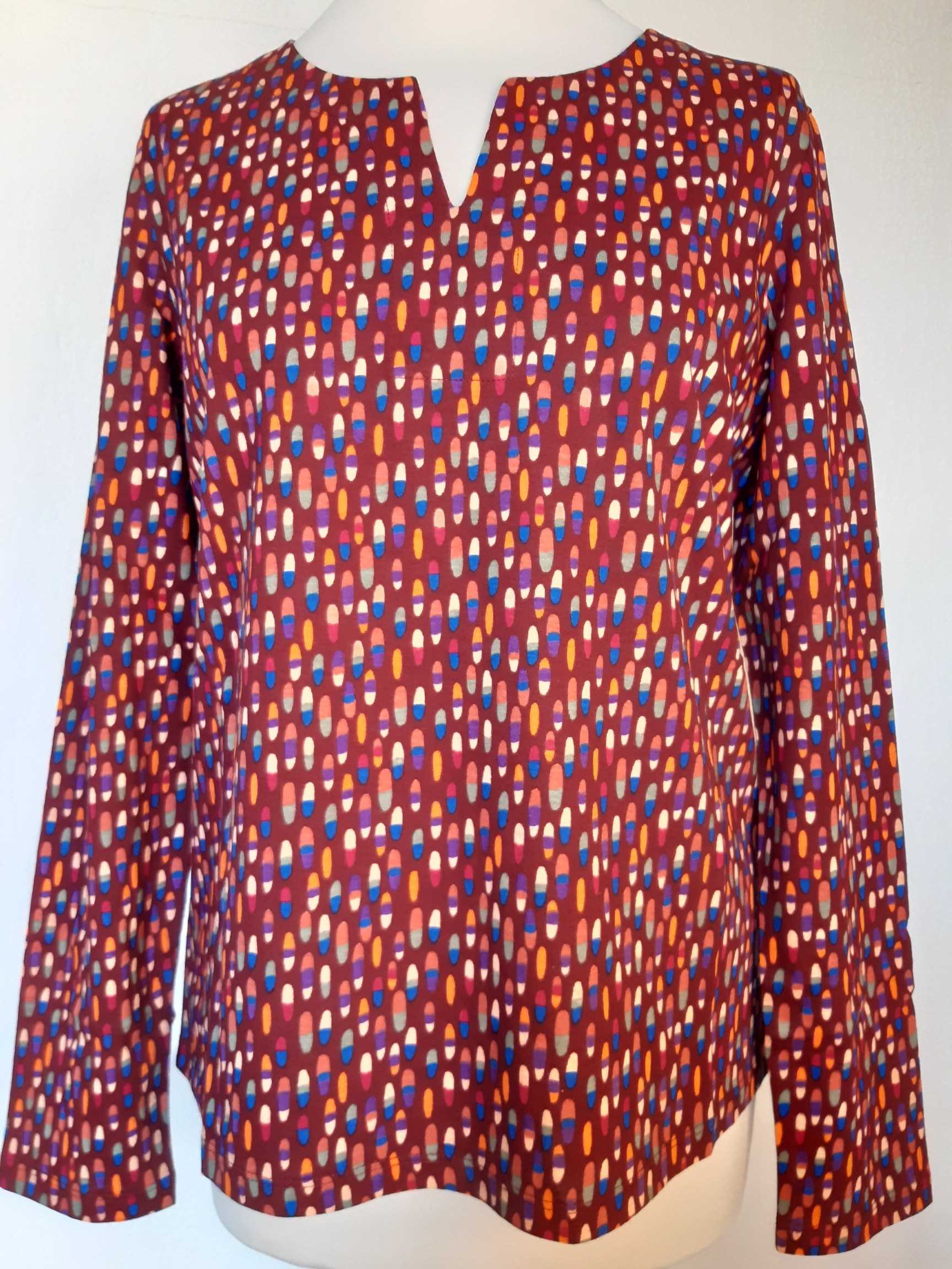Femme T-Shirt Manches Longues Coton Bio "Graphic Dots" Rouge Madness