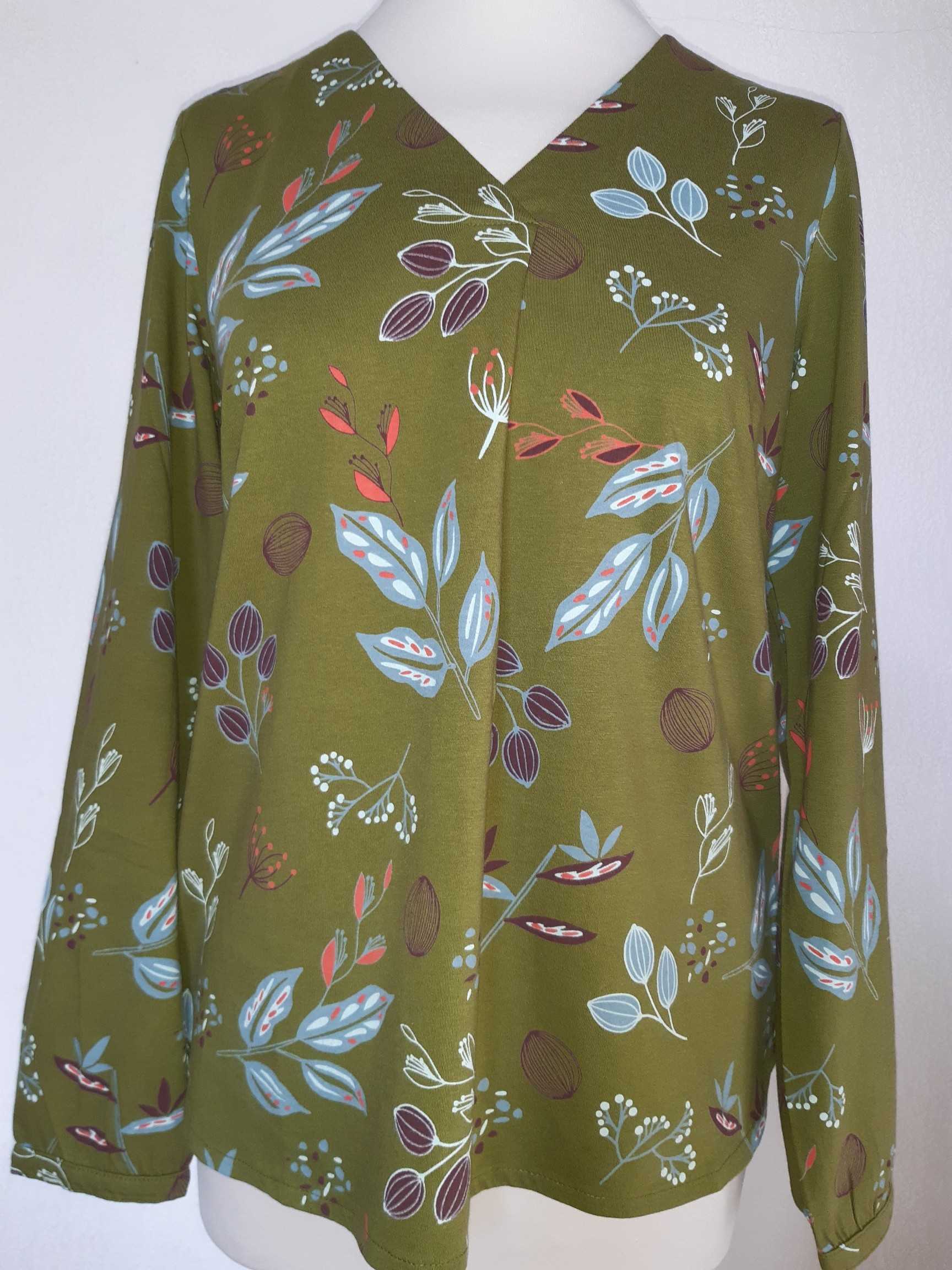 Femme T-Shirt à Manches Longues et Pli Devant en 100% Coton Bio "Pretty Flowers" Madness