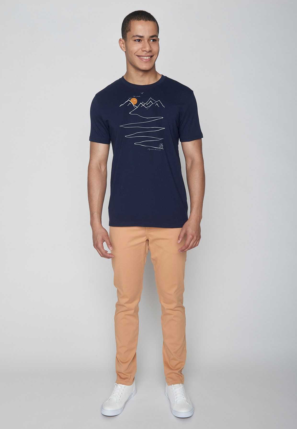 T-Shirt Homme Taille XXL Coton Bio Bike Path Navy