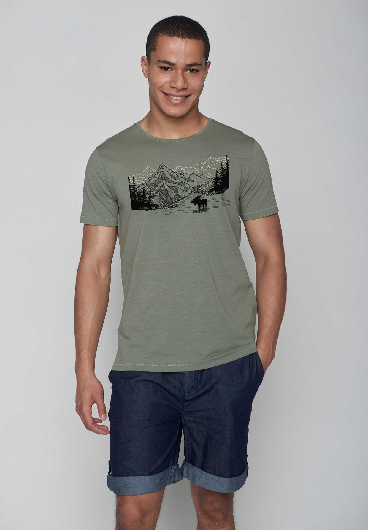 T-Shirt Homme 100% Coton Bio Moose Mountain Olive