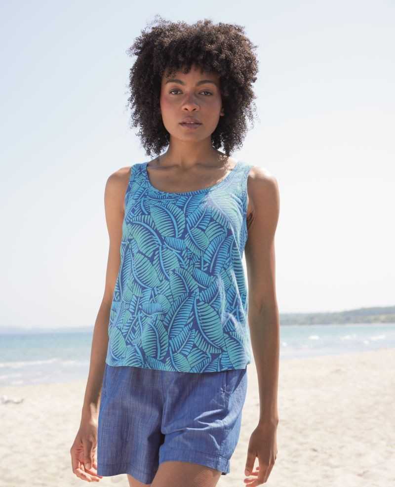 Top Femme Lin Palm Tree Madness