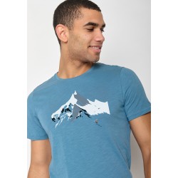 T-Shirt Homme Coton Bio Mountain Ski Steel Blue