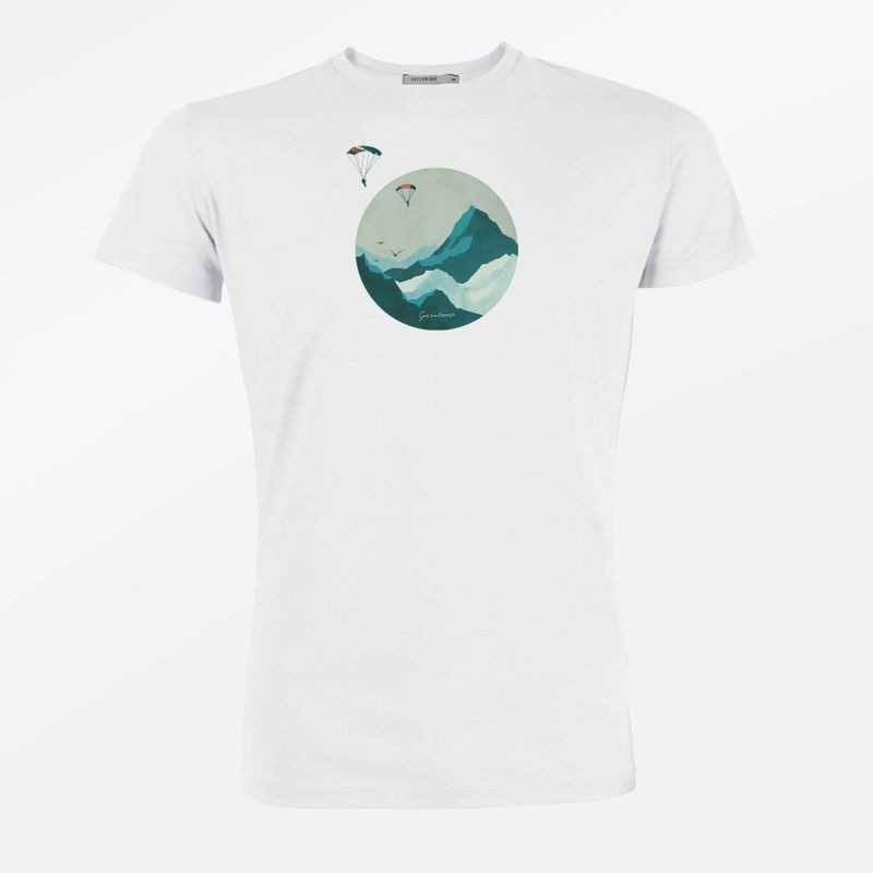 T-Shirt Homme Taille L Coton Bio Skydiver White T-Shirt Homme Taille L Coton Bio Skydiver White