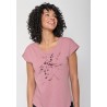 T-Shirt Femme Coton Bio Gots Bird Branch Old Rose GreenBomb
